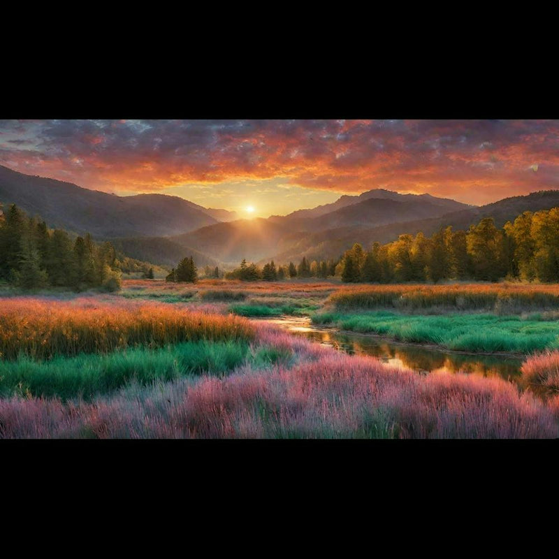 Ethereal Sunset Over Emerald Valley