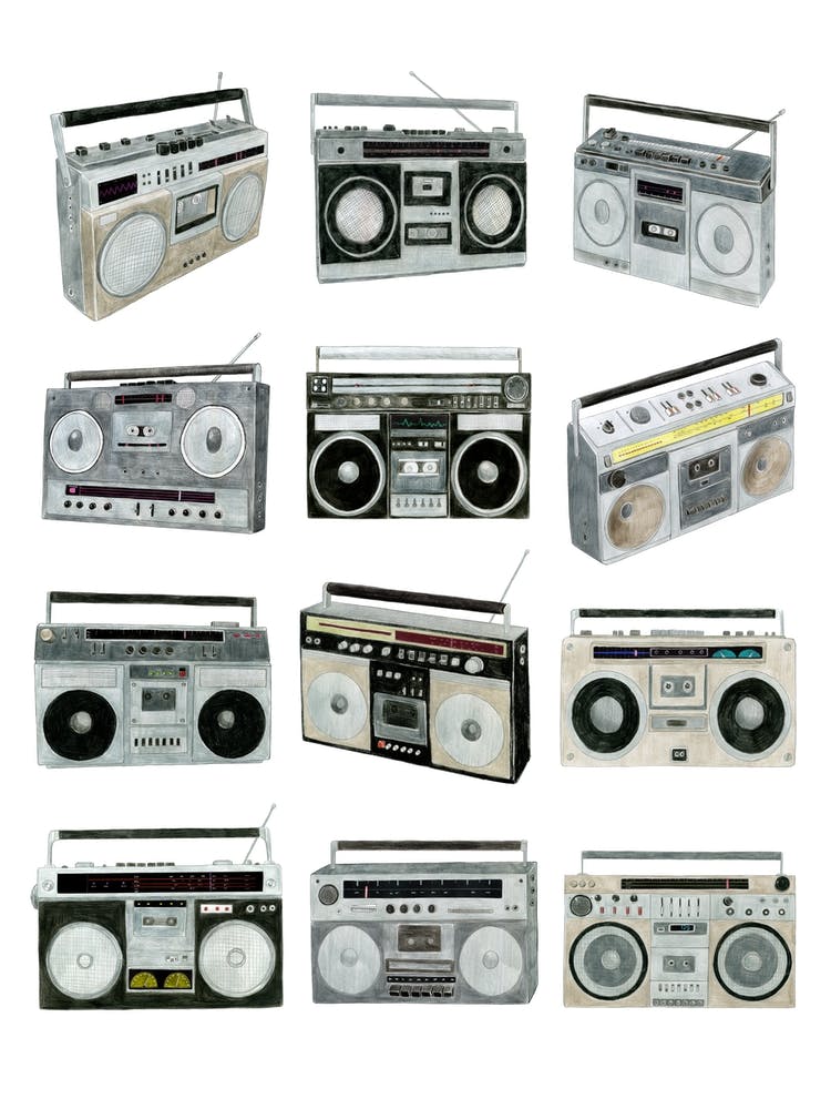Boomboxes Music Print