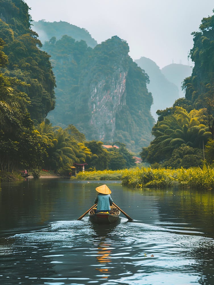 Woman In A Boat On A River