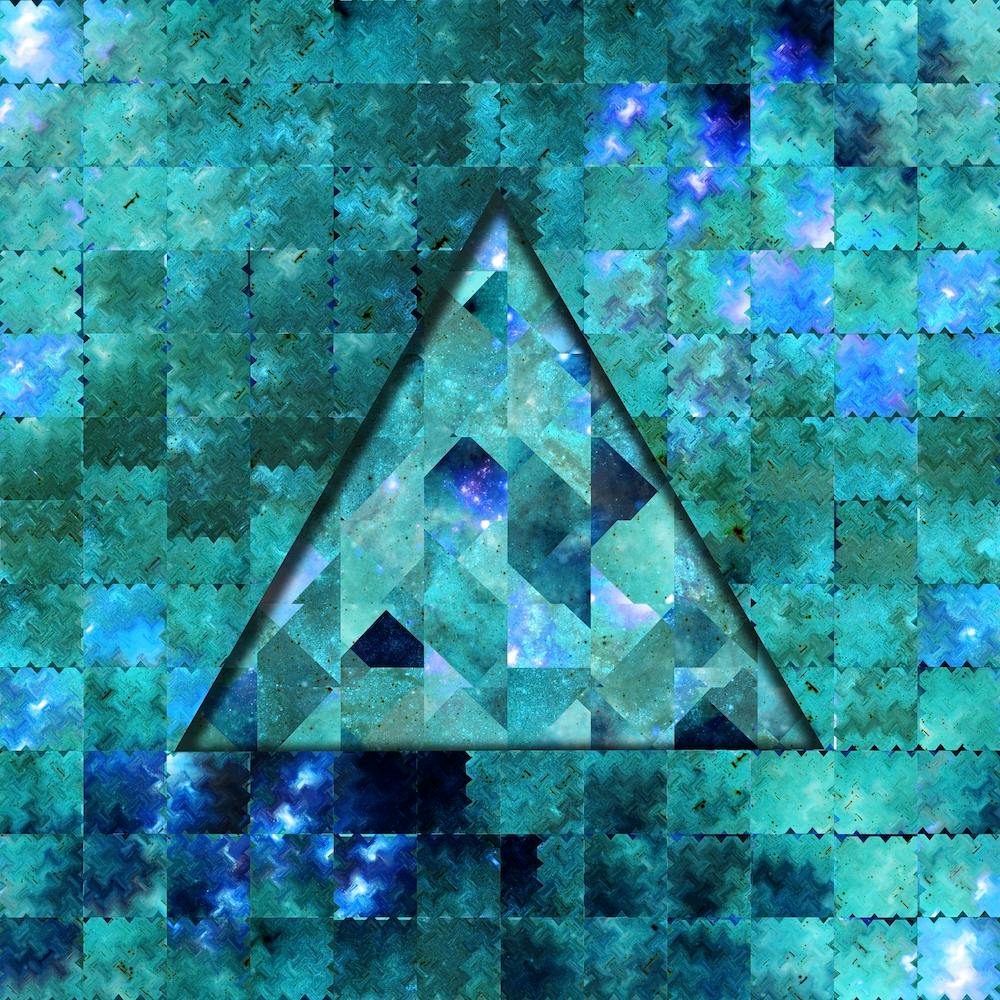 Abstract Geometric Blue Galaxy Square