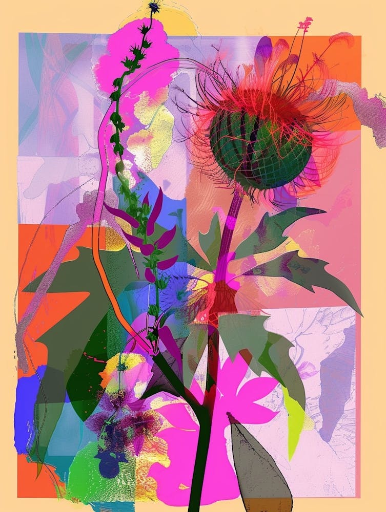 Amaranth 3 Neon Flower Collage