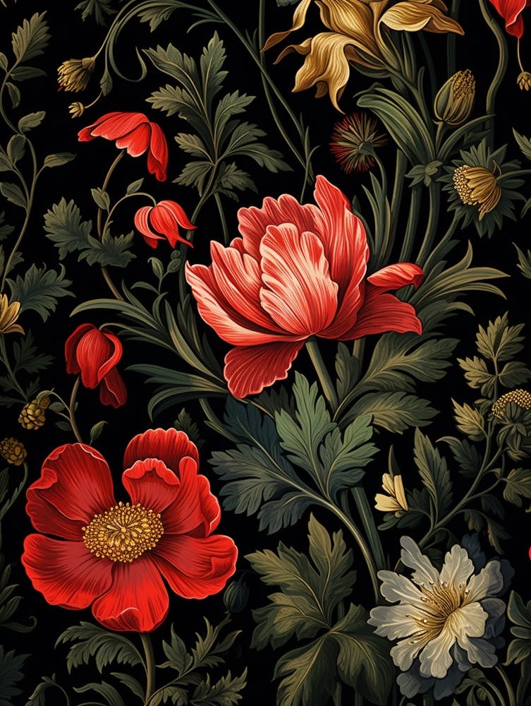 Sweet Box William Morris Style Winter Florals