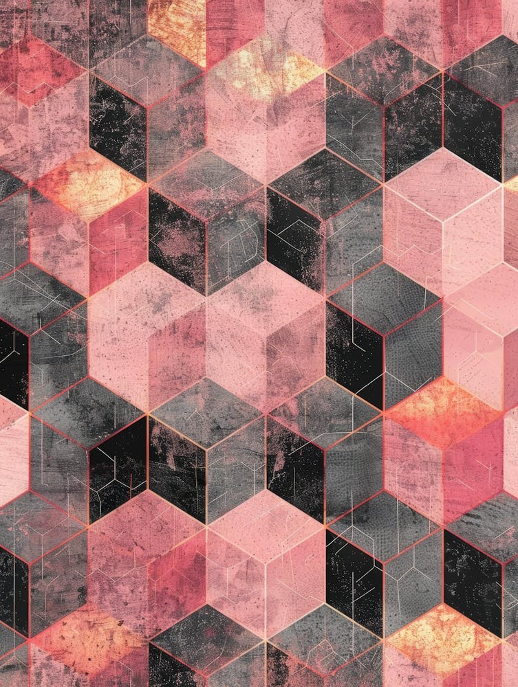 Pink And Black Geometric Abstract Canvas Art