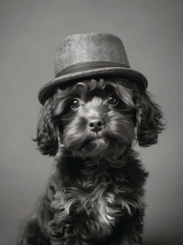 Black Cockapoo In A Hat