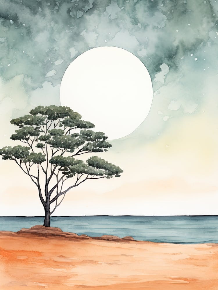 Watercolour Of Polihale State Park   Kauai Hawaii Usa 0