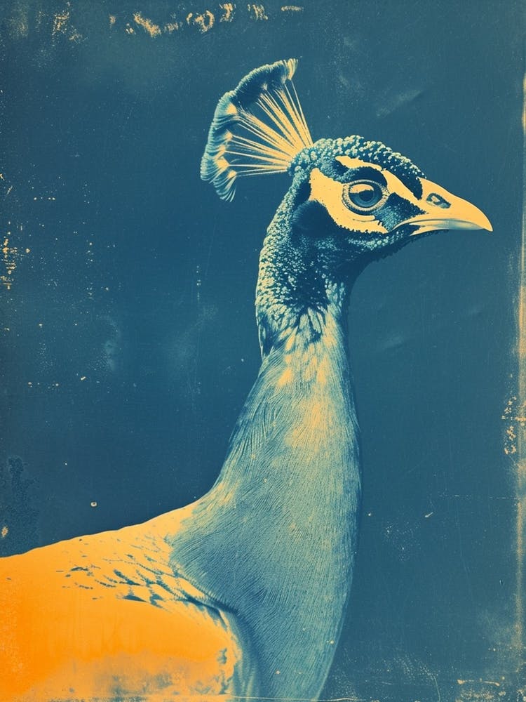 Blau & Orange Foto-Stil Pfau