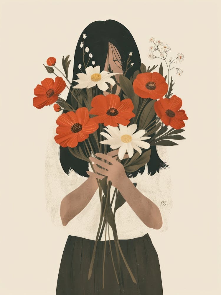 Spring Girl With Red Flowers 4