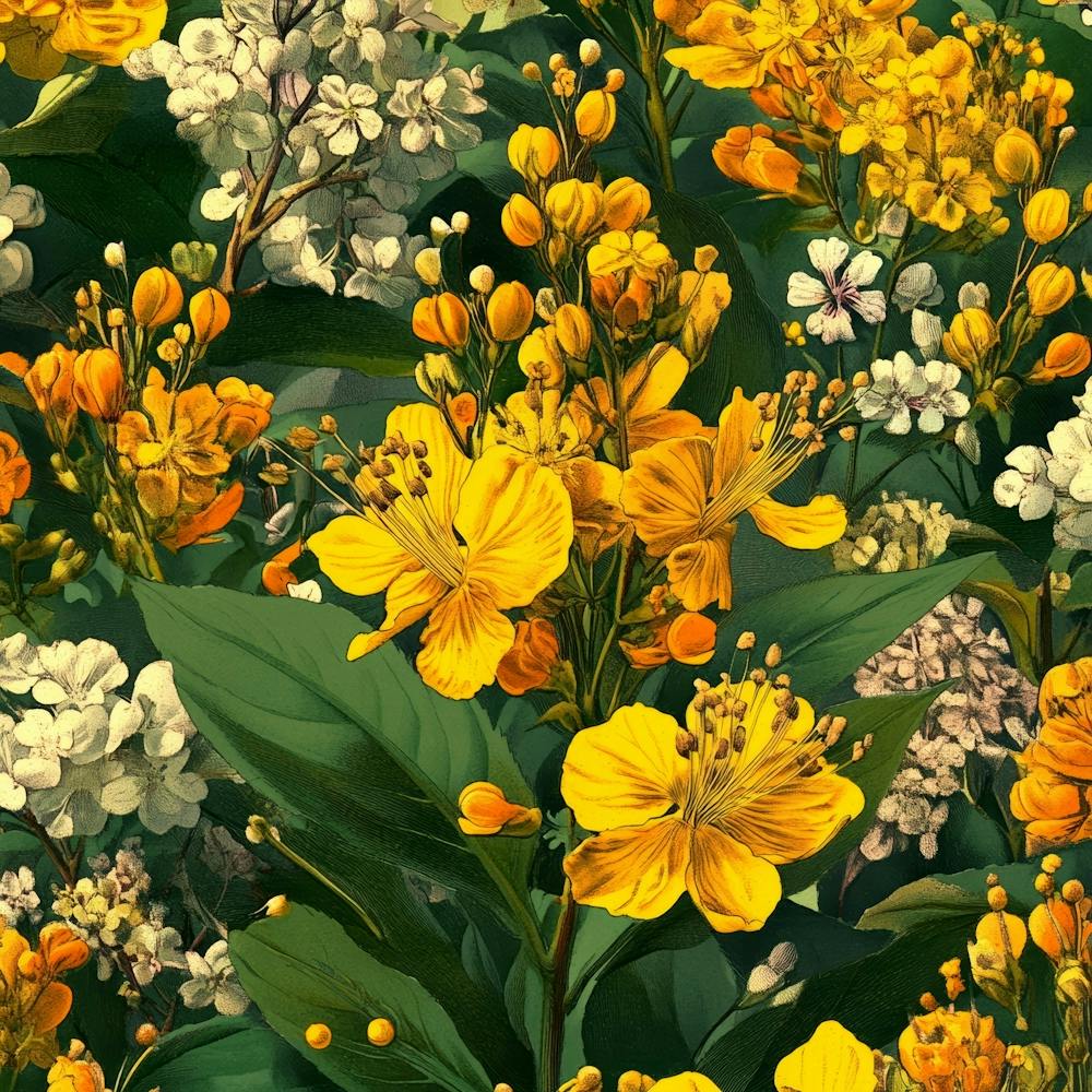 Yellow Flowers Seamless Pattern Art