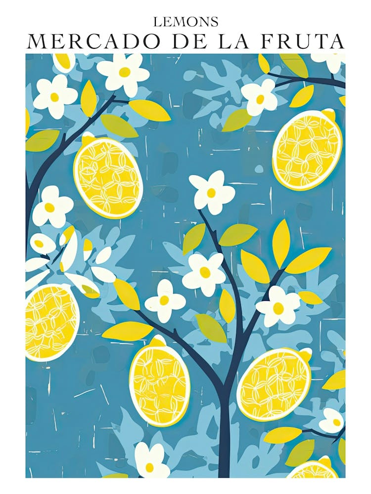 Mercado De La Fruta Lemons Illustration 5 Poster
