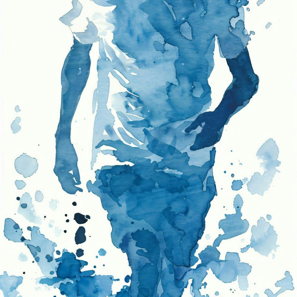 Runner In Blue Watercolor
