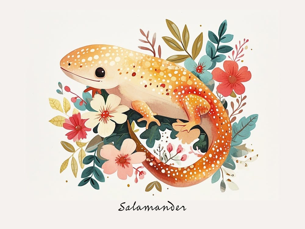 Little Floral Salamander Poster