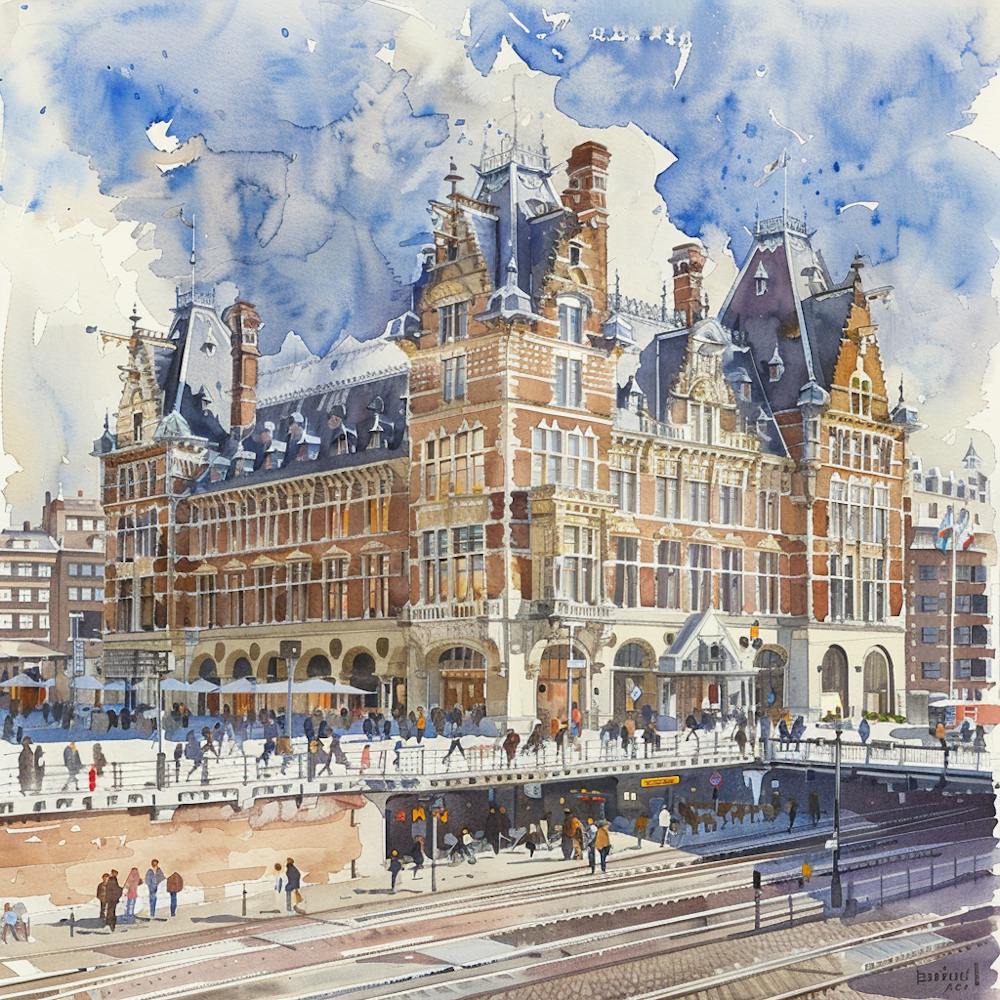 Amsterdam Central Station: Series. Water Colour 3