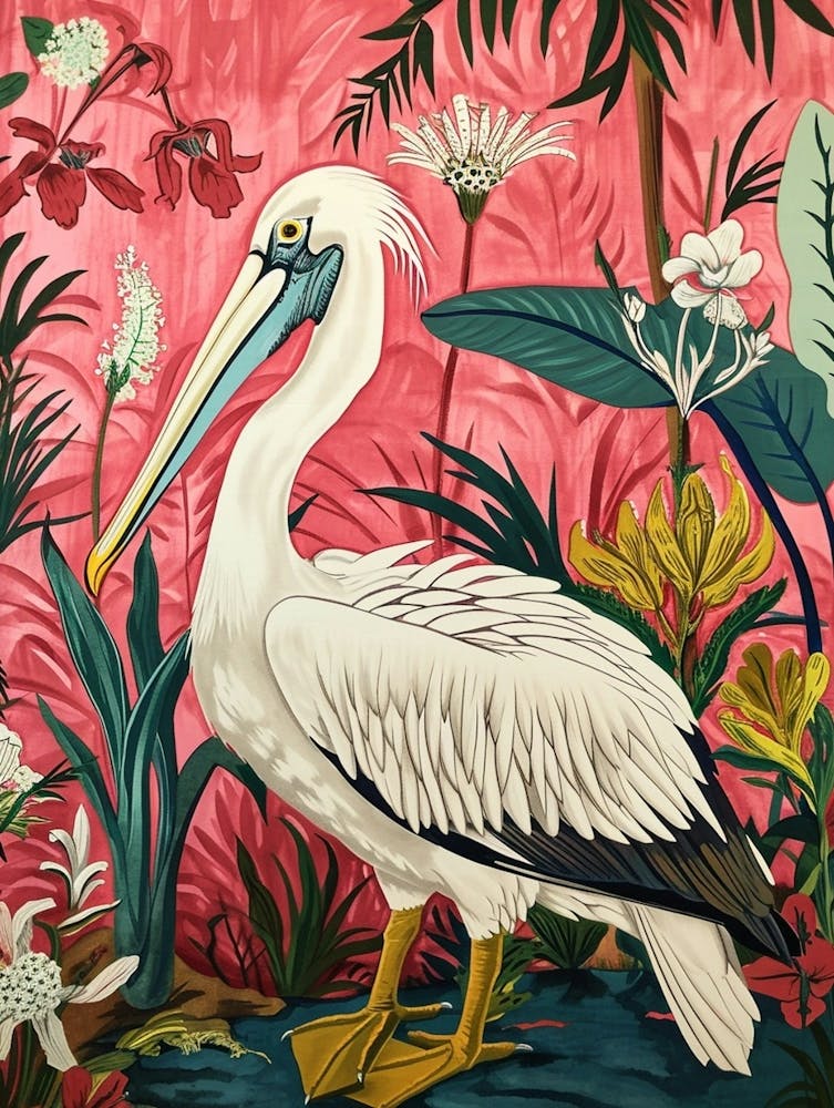 Floral Animal Painting Pelican 4