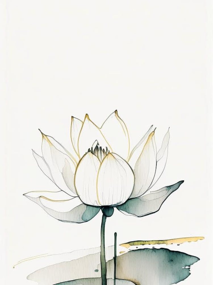 Early Lotus Minimal Watercolour 1