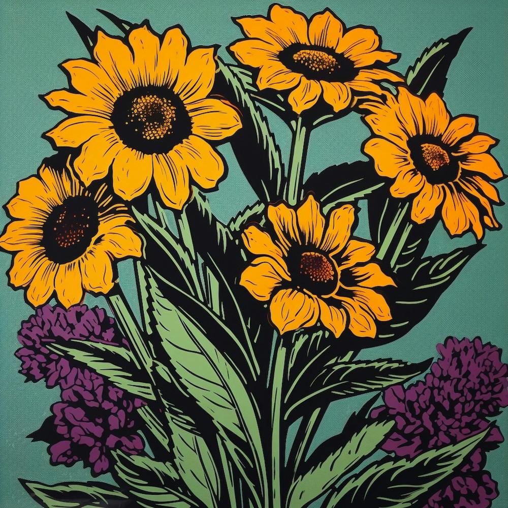 Black Eyed Susan 1 Pop Art Illustration Square