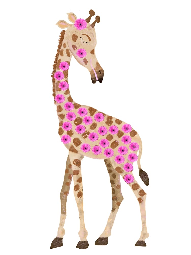 Giraffe with Flowers 1