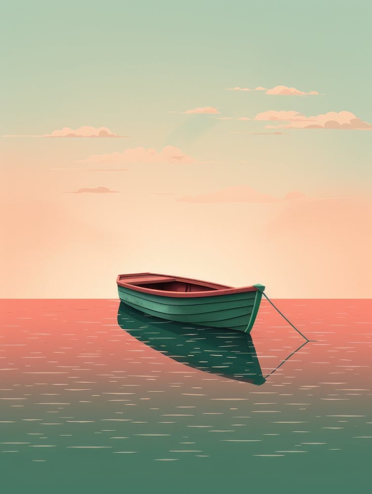 Small Boat At Sunset