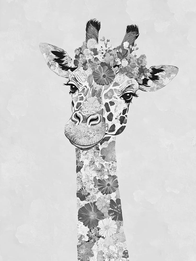 Giraffe With Flowers 1