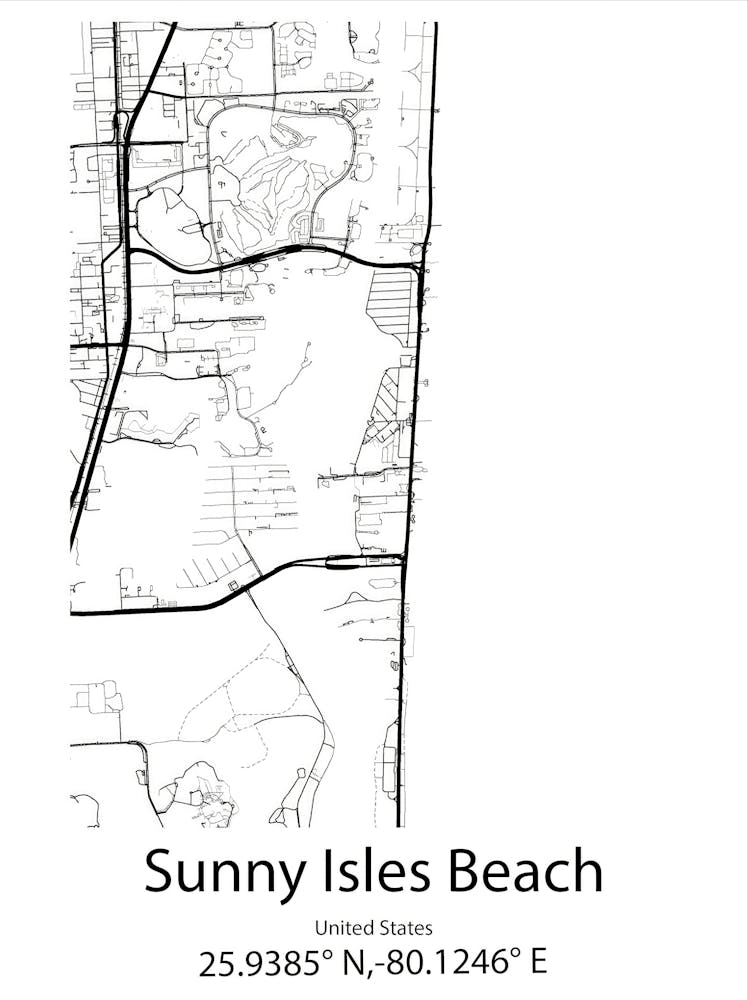 Sunny Isles Beach,United States Minimalist Map