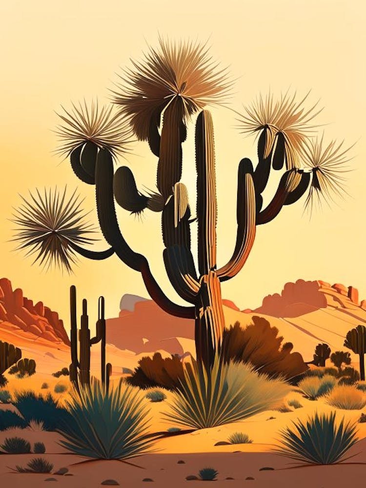 Joshua Trees In Grand Canyon Vintage Botanical Line Drawing  (6)