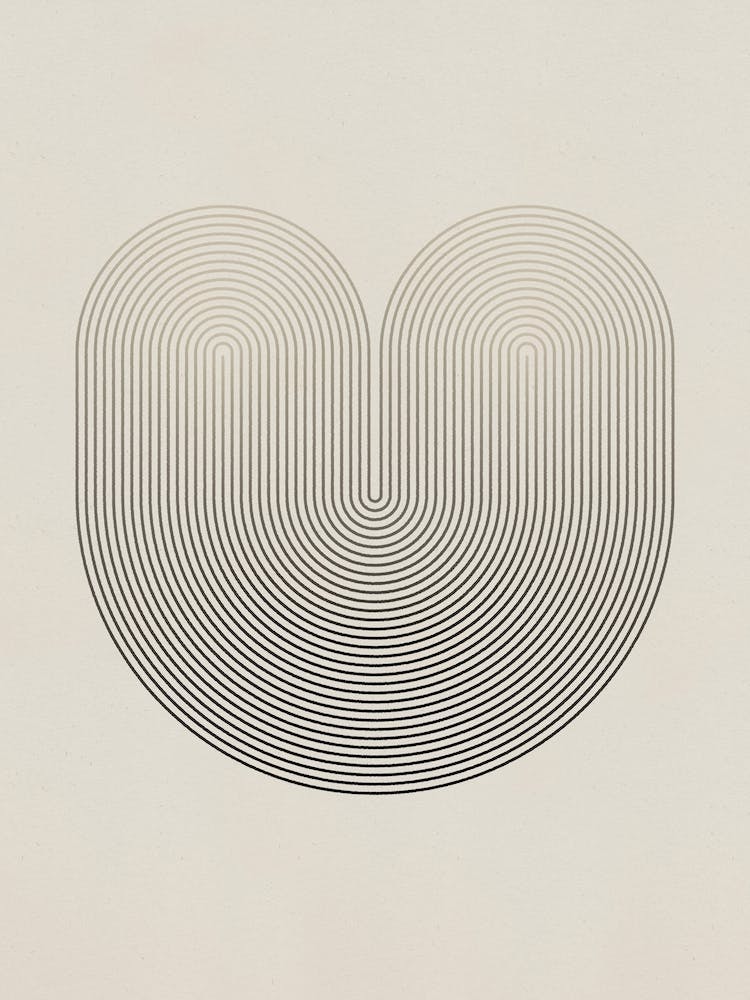 Minimal mid-century geometric rounded heart shape