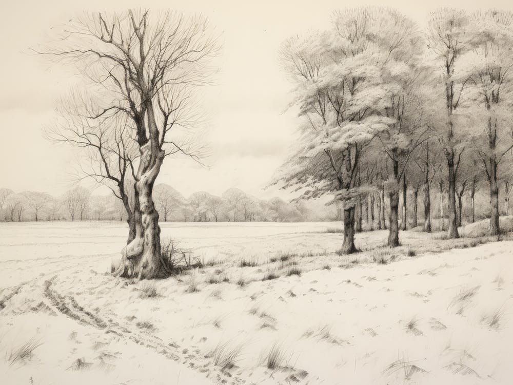 Rustic Farm Forest Sketch