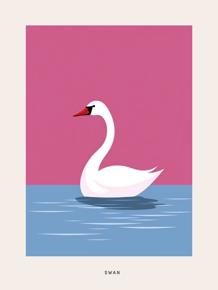Minimalist Swan 2 Bird Poster