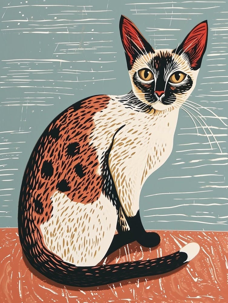 Oriental Shorthair Relief Illustration 4