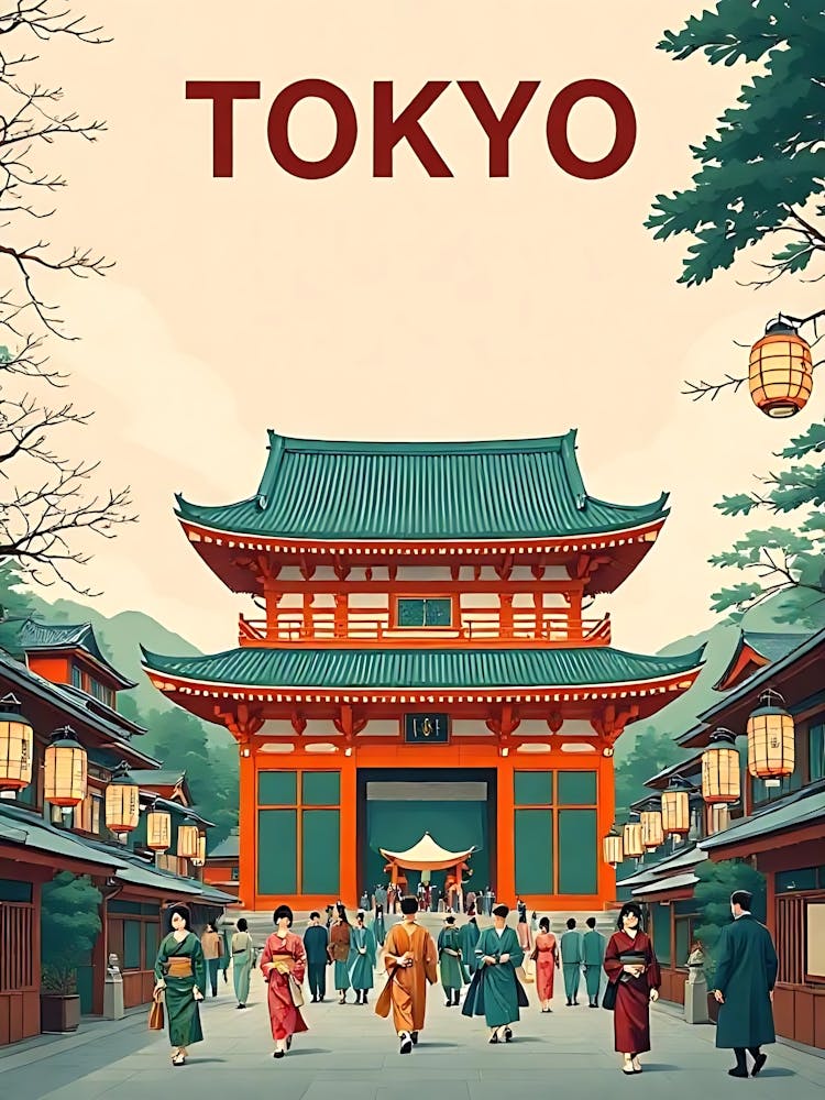 Tokyo Japan Vintage Digital Travel Poster 15