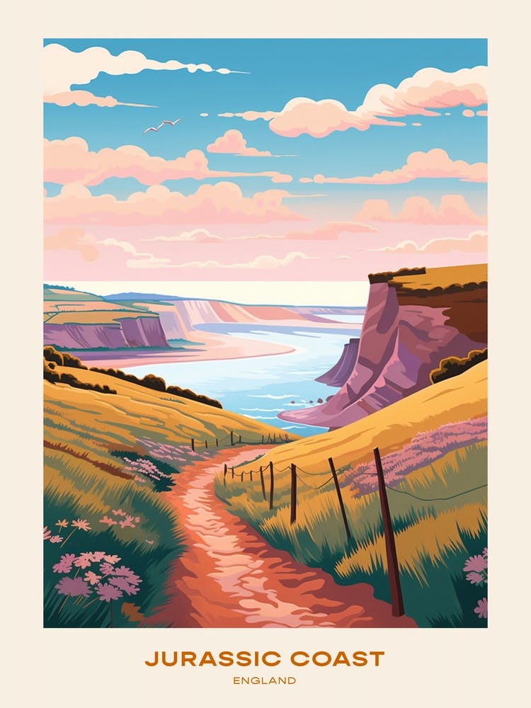 Jurassic Coast England Hike Poster