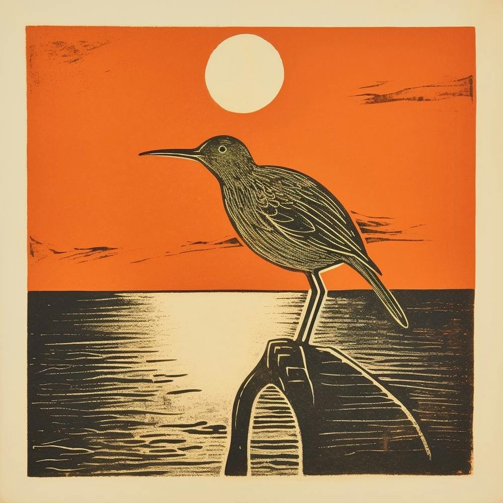 Lithographie d'oiseau rétro - Bécasseau 4