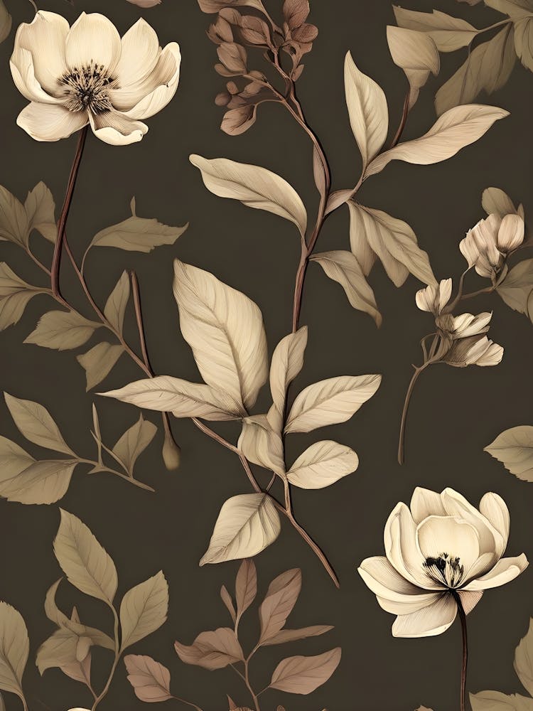 Black And White Floral Wallpaper