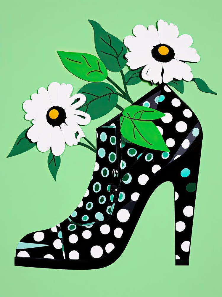 Floral Fusion: Blooms in Woman's Shoe