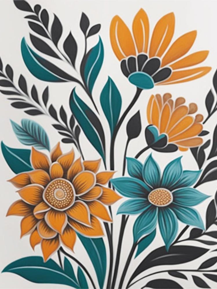 Orange And Turquoise Flowers