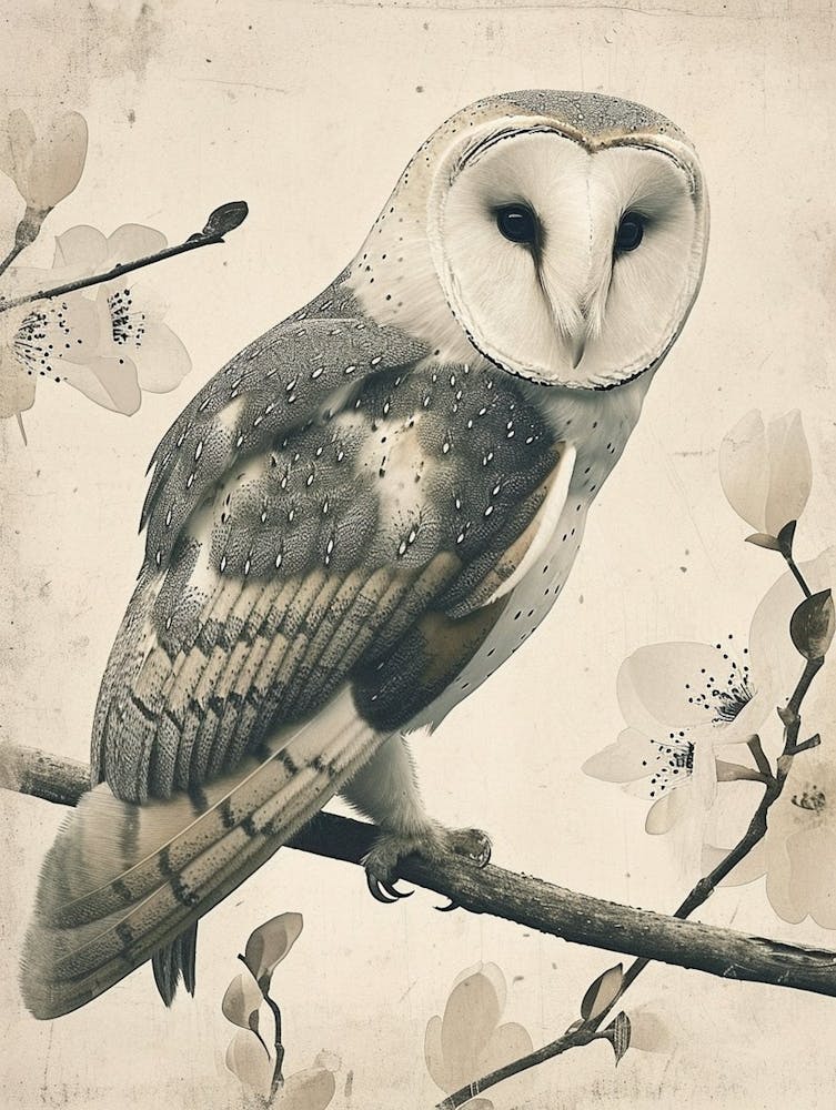 Barn Owl Vintage Illustration 3