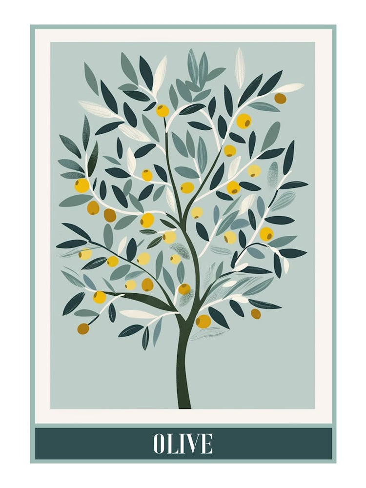 Olive Tree Flat Illustration 3 Poster