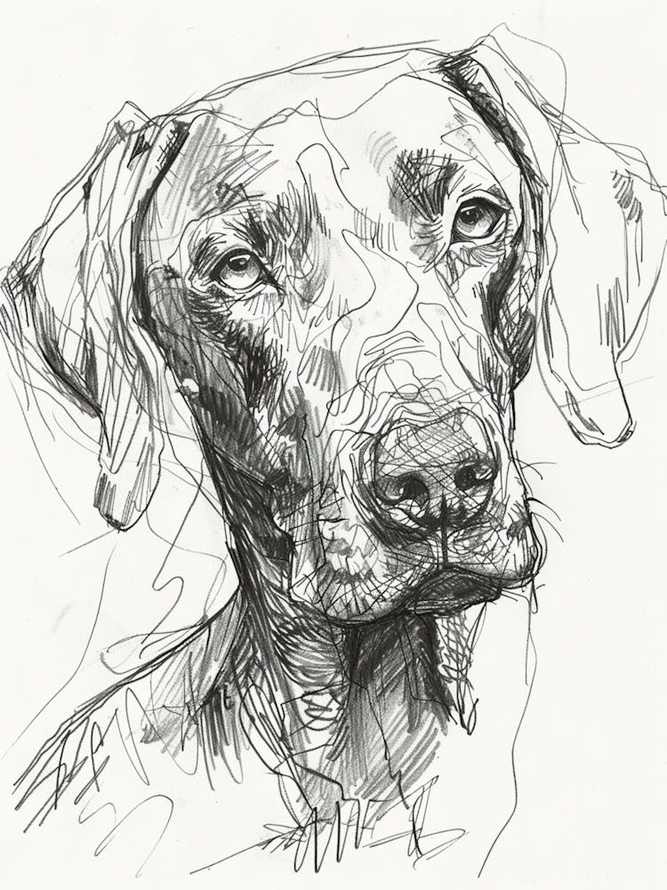 Weimaraner Dog Line Sketch 1