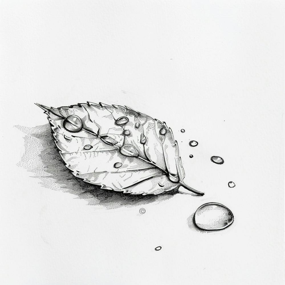 Leaf With Water Droplets