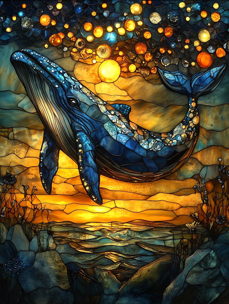 Stunning Stained Glass Whale 4