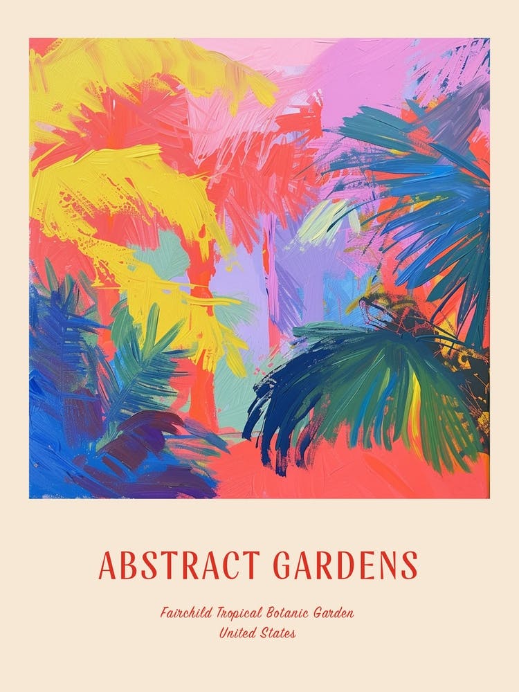 Colourful Gardens Fairchild Tropical Botanic Garden Usa 2 Red Poster