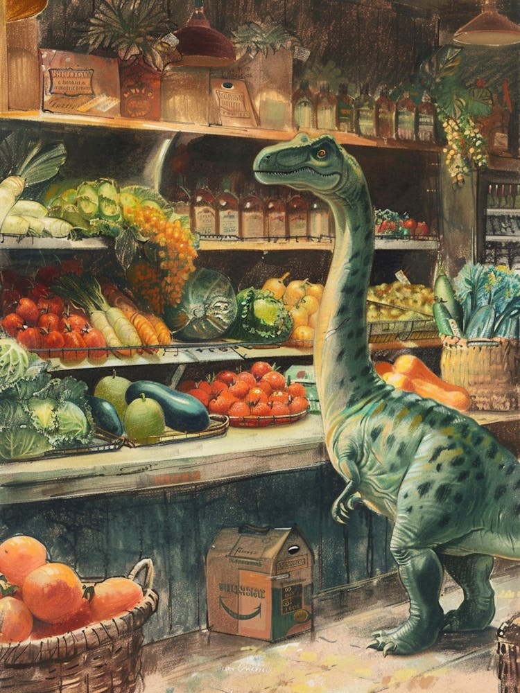 Dinosaurier-Einkauf im Bilderbuchstil 2