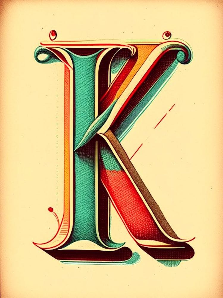K, Letter, Alphabet Vintage Sketch 3