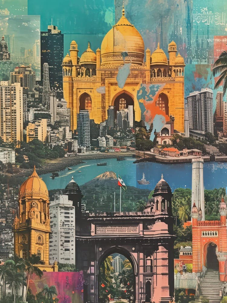 Mumbai   Retro Collage Style 3