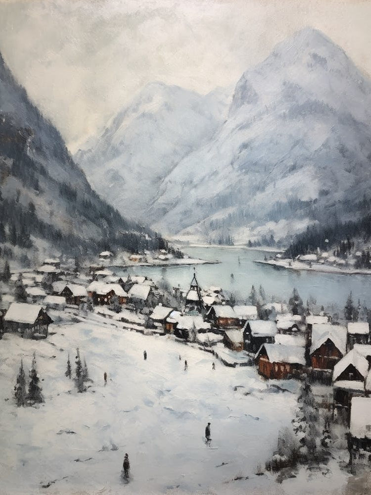 Vintage Winter Painting Banff Canada 2