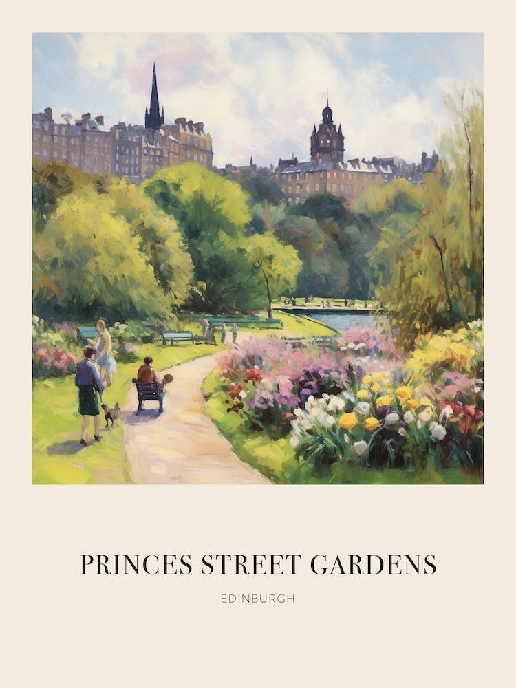 Princes Street Gardens Edinburgh United Kingdom 2 Vintage Cezanne Inspired Poster