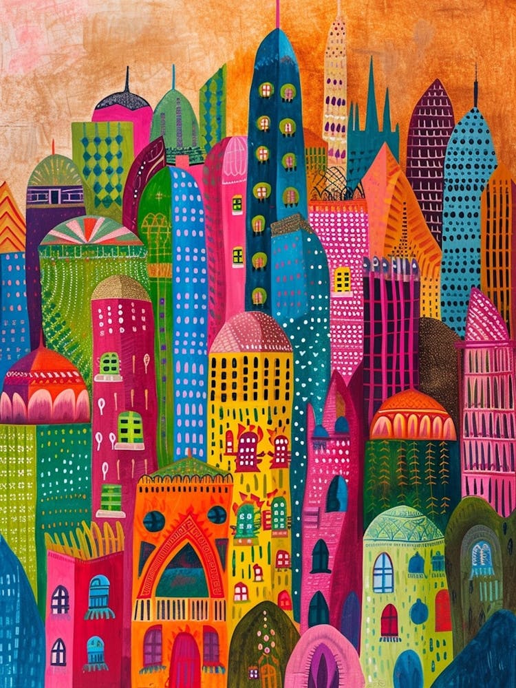 Kitsch Colourful Mumbai Cityscape 2