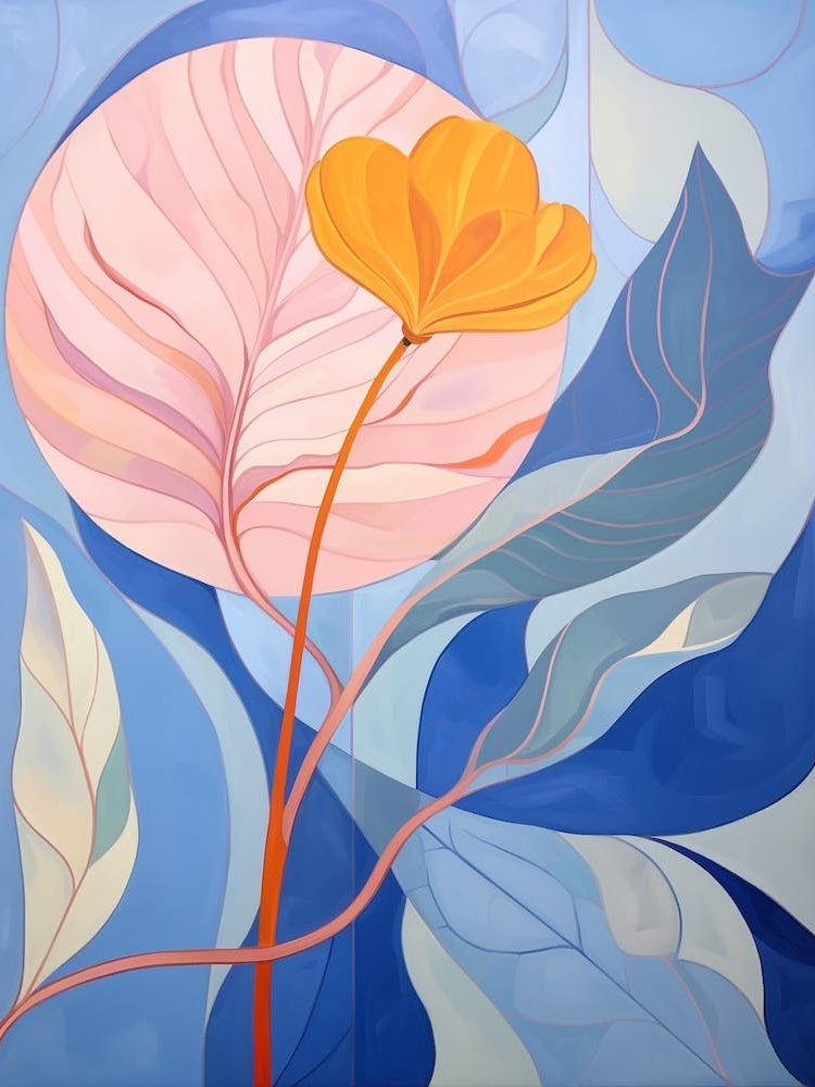 Calendula 1 Hilma Af Klint Inspired Pastel Flower Painting