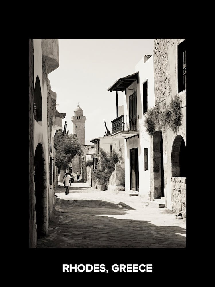 Poster Of Rhodes, Greece, Mediterranean Black And White Photography Analogue 2