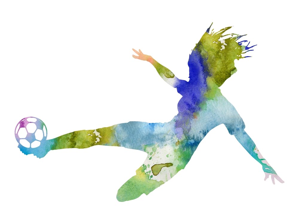 Girl Soccer Watercolor