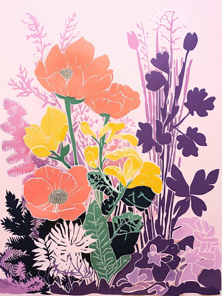 Colourful Flower Still Life Risograph Style 29